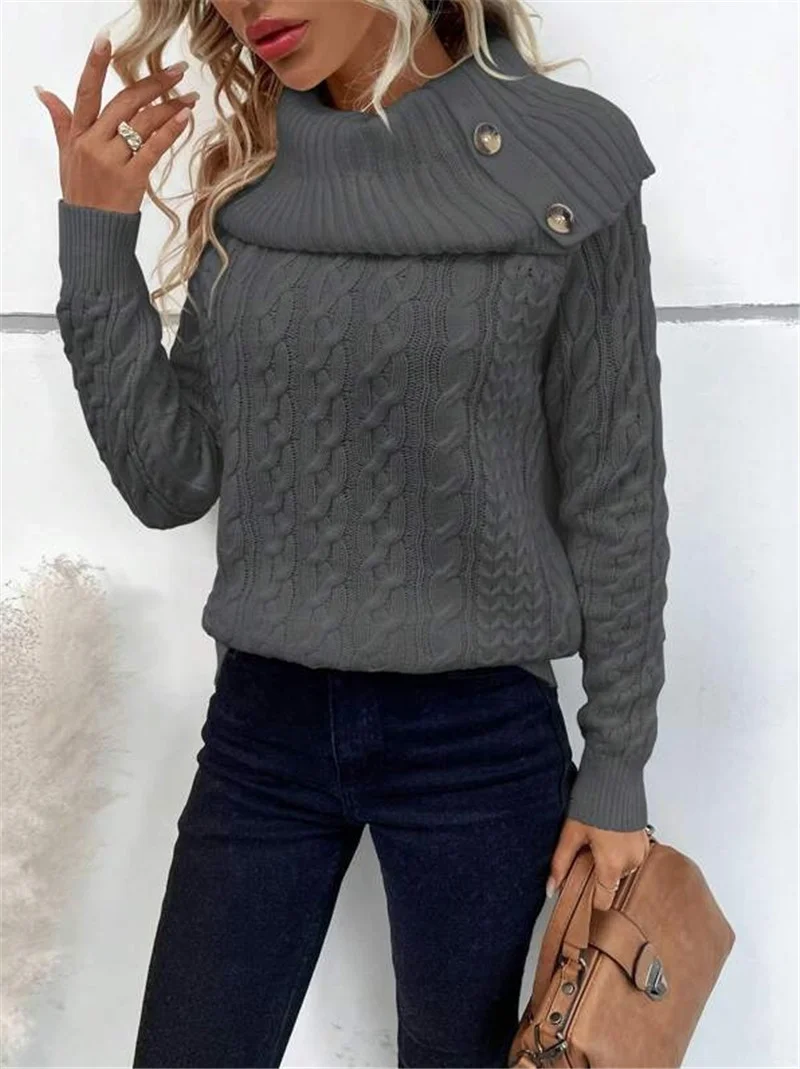 Turtleneck Casual Loose Yarn/Wool Yarn Sweater