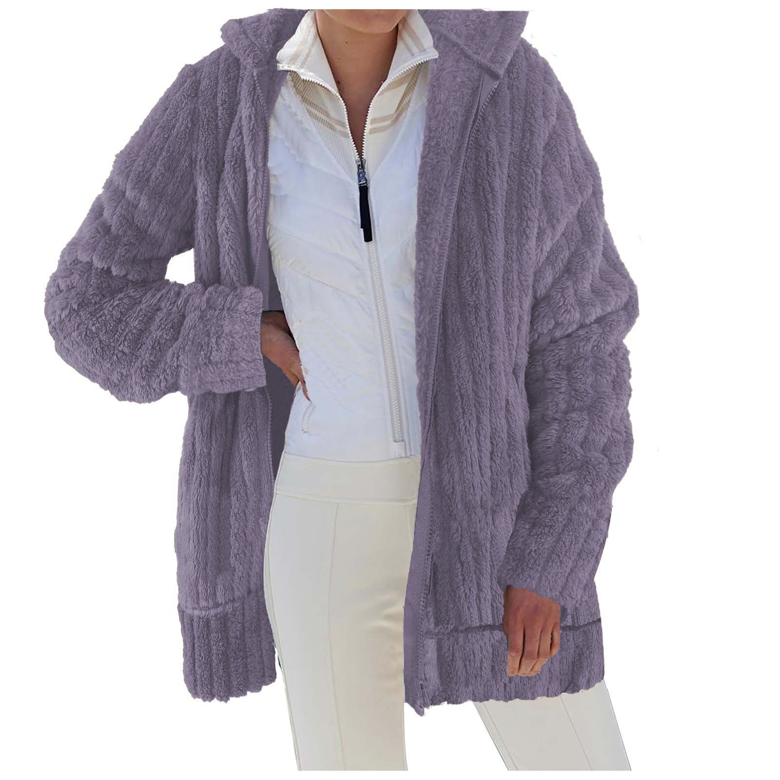 Loose Fluff/Granular Fleece Fabric Casual Jacket