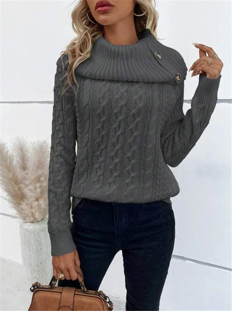 Turtleneck Casual Loose Yarn/Wool Yarn Sweater