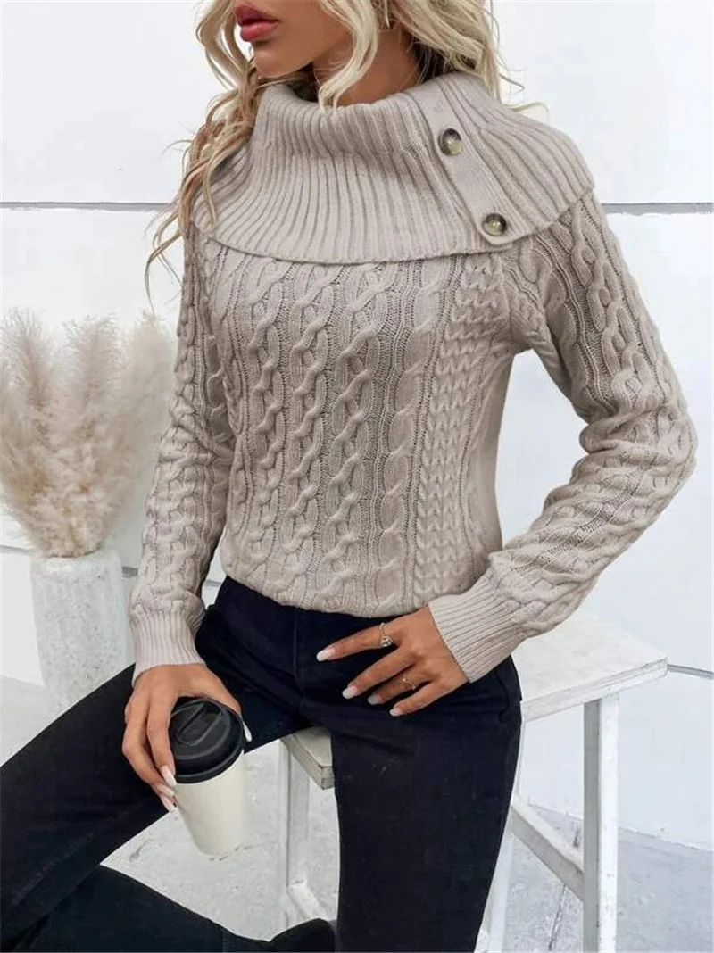 Turtleneck Casual Loose Yarn/Wool Yarn Sweater