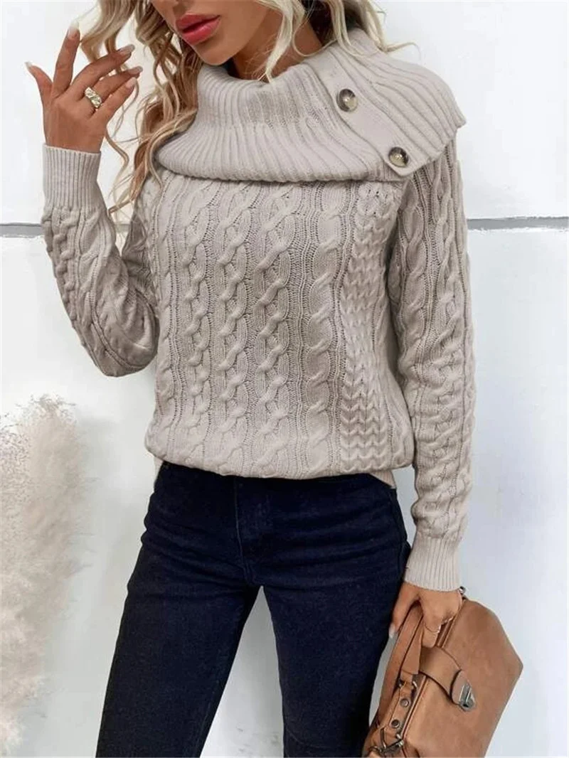 Turtleneck Casual Loose Yarn/Wool Yarn Sweater