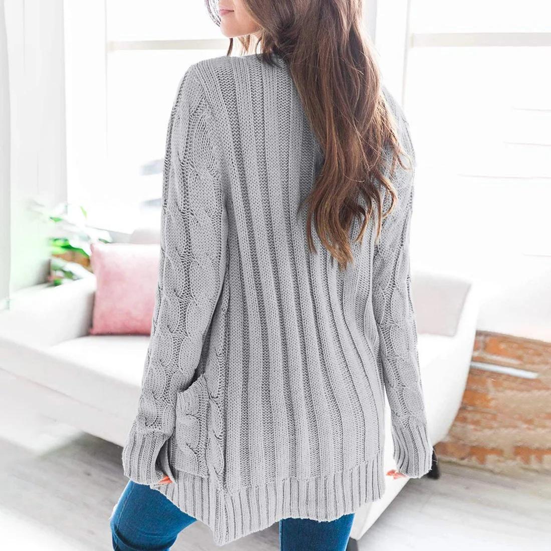 Crew Neck Casual Plain Sweater