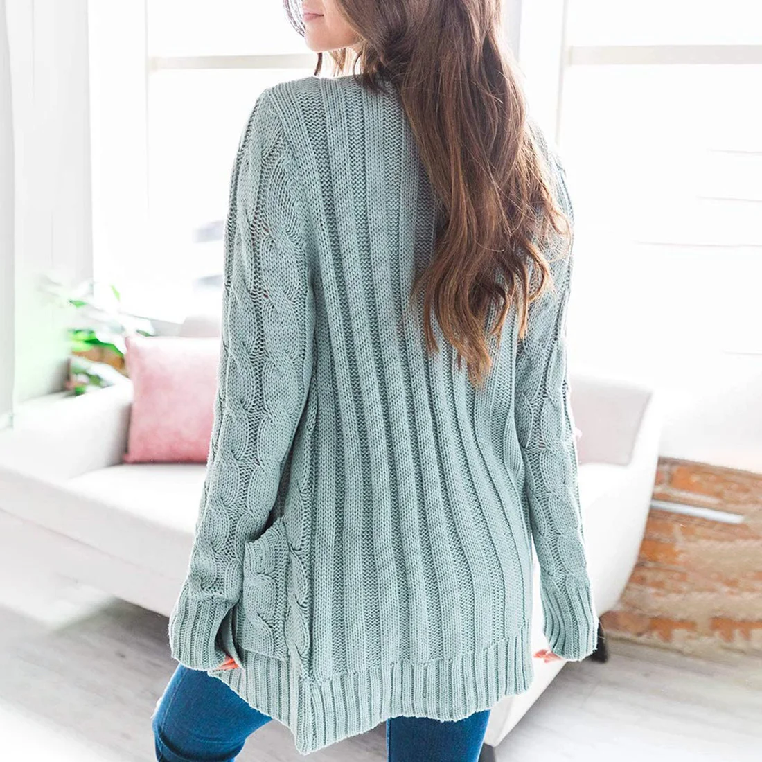 Crew Neck Casual Plain Sweater