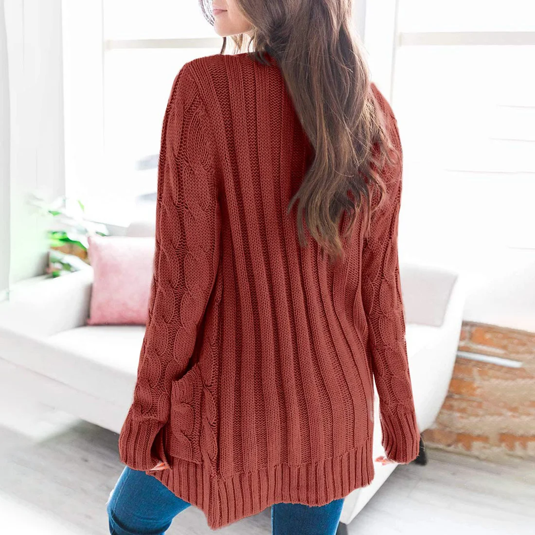 Crew Neck Casual Plain Sweater