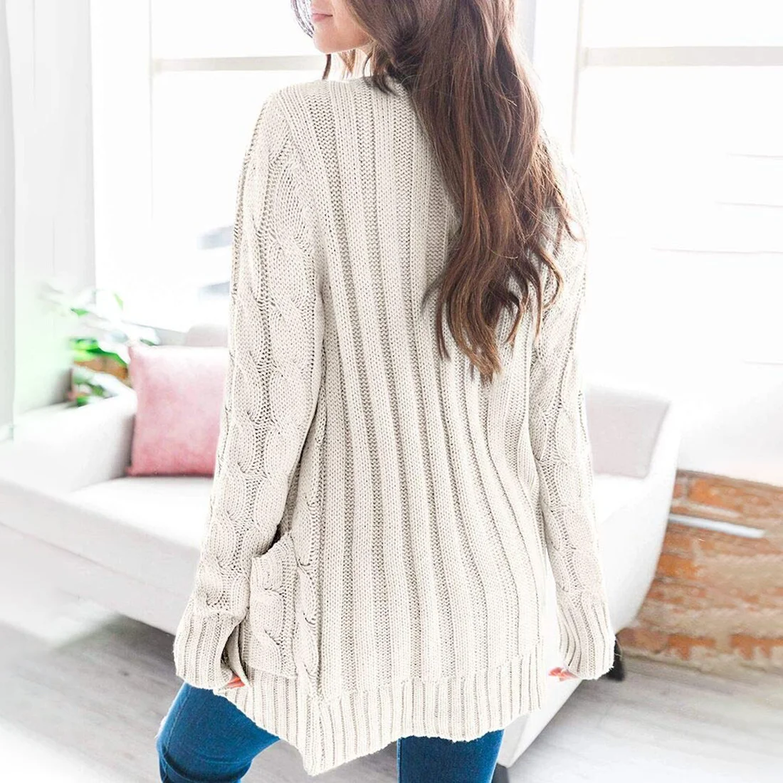 Crew Neck Casual Plain Sweater