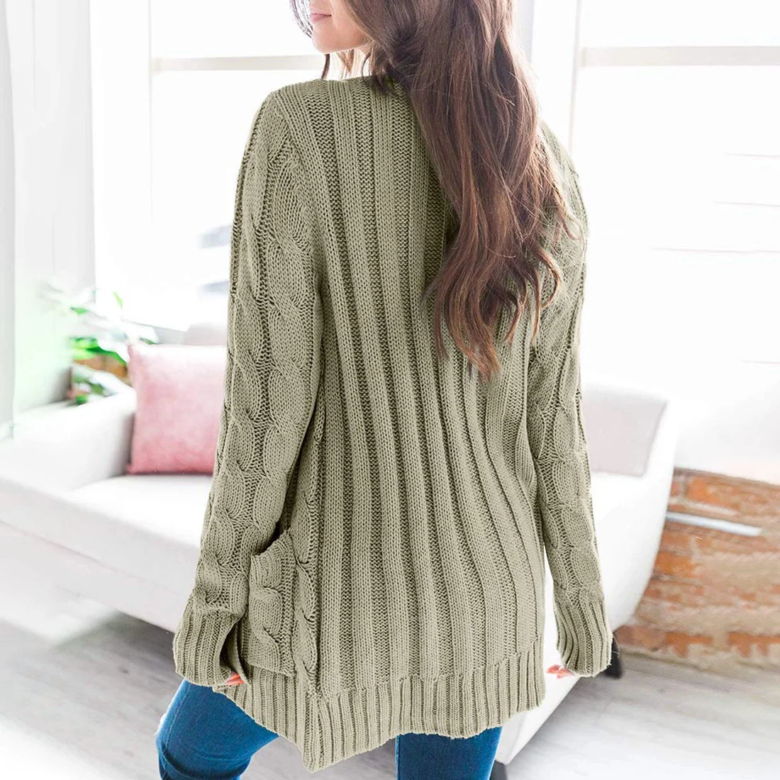 Crew Neck Casual Plain Sweater