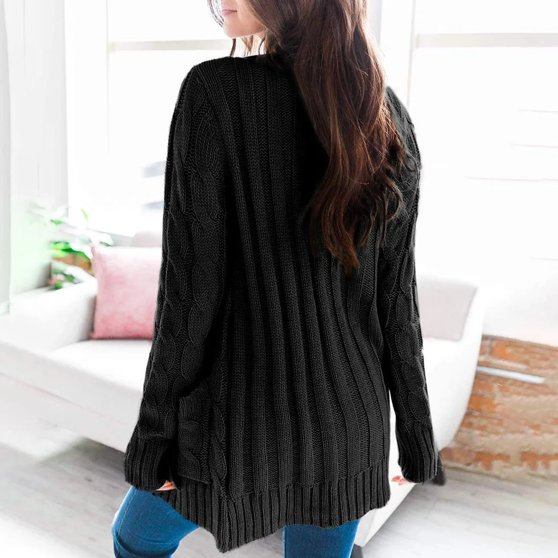 Crew Neck Casual Plain Sweater