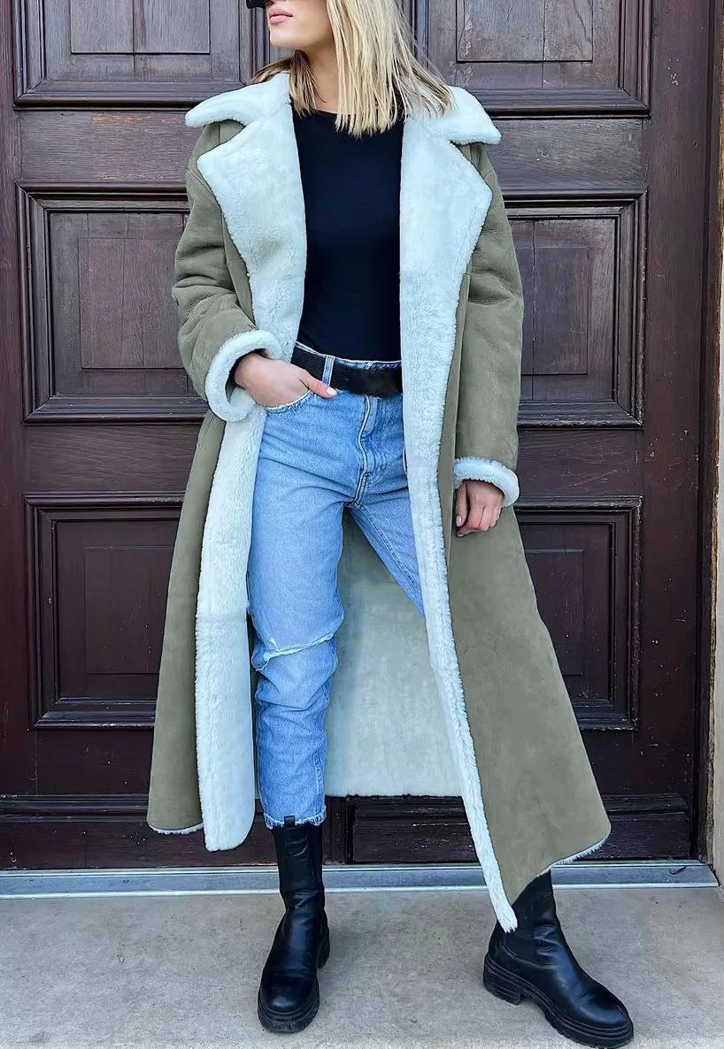 Plain Loose Shawl Collar Casual Coat