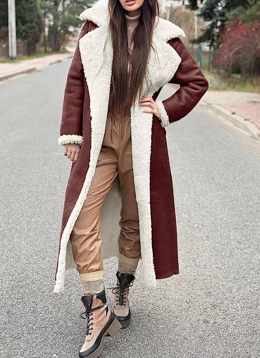 Plain Loose Shawl Collar Casual Coat