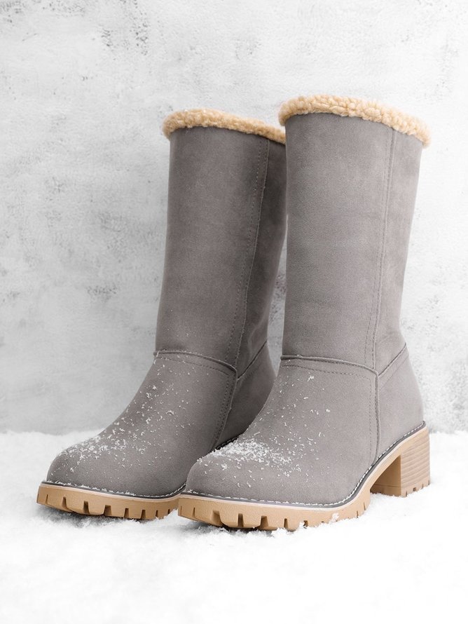 Plain Winter Cowhide Leather Casual Cotton-Padded Boots