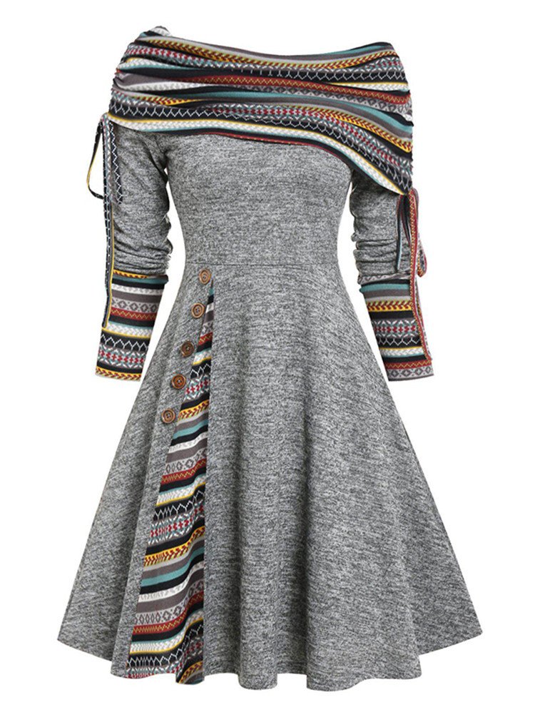 Ethnic Casual Long sleeve Loose Dress