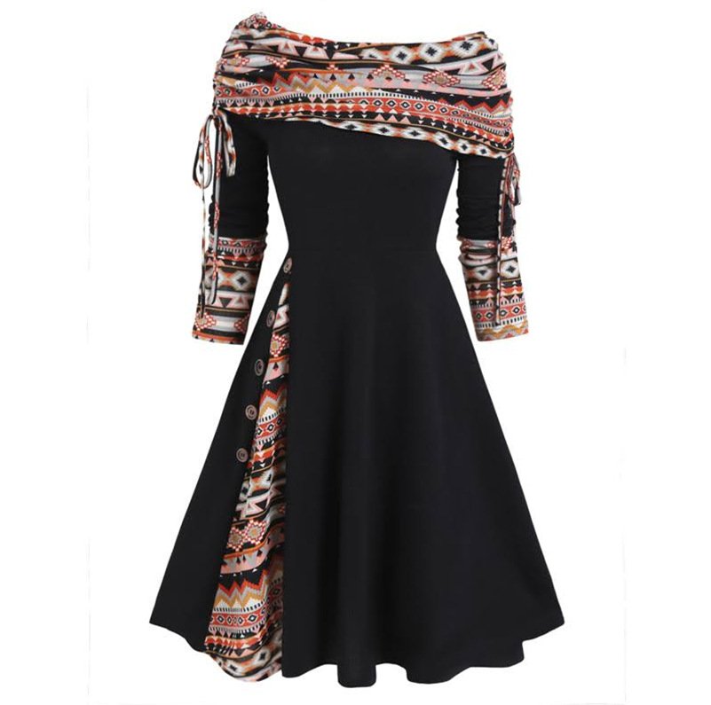 Ethnic Casual Long sleeve Loose Dress