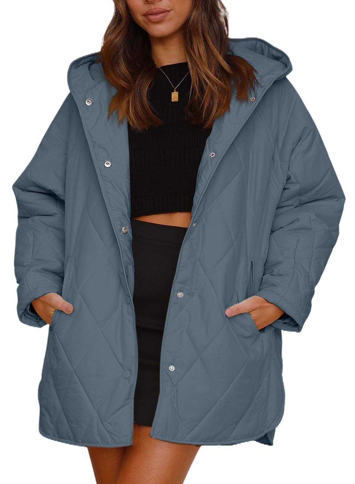 Hoodie Plain Casual Loose Padded Jacket