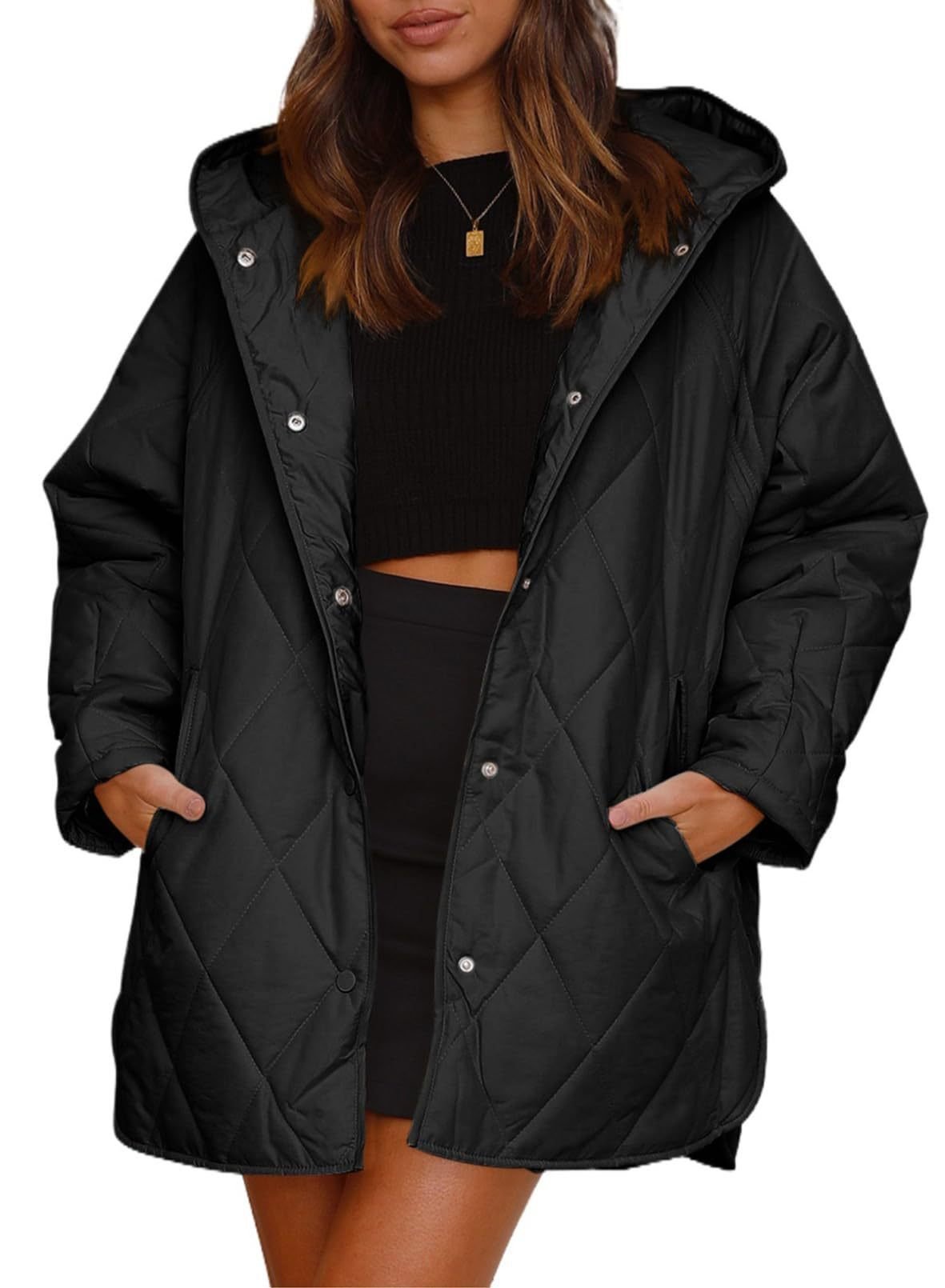 Hoodie Plain Casual Loose Padded Jacket