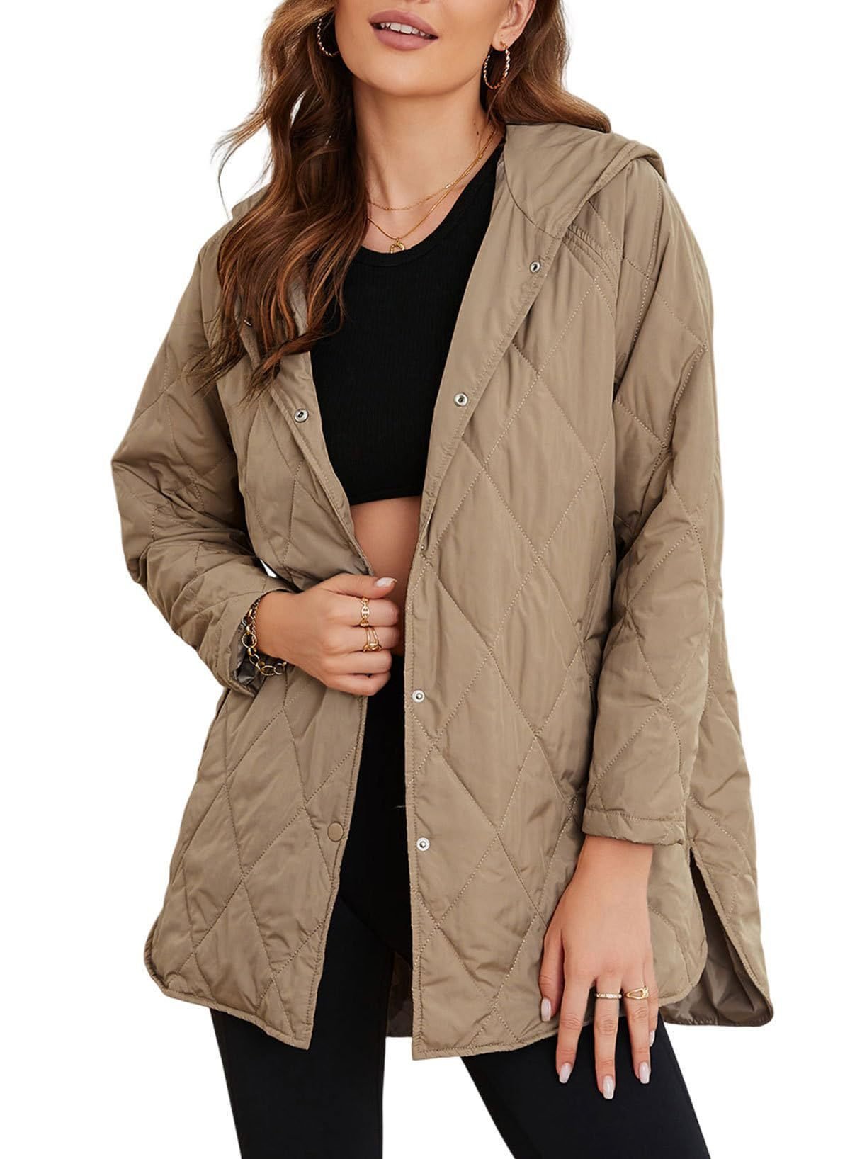 Hoodie Plain Casual Loose Padded Jacket