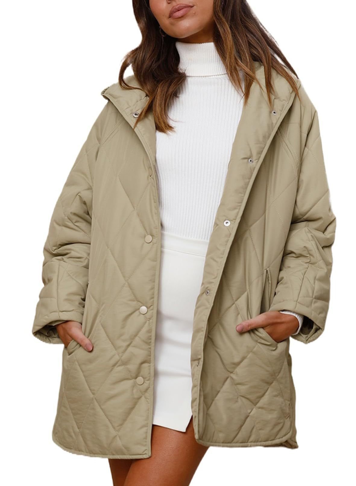 Hoodie Plain Casual Loose Padded Jacket