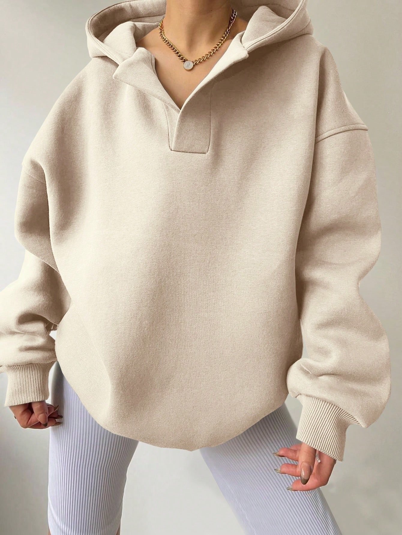 Casual Loose Plain Hoodie Hoodie