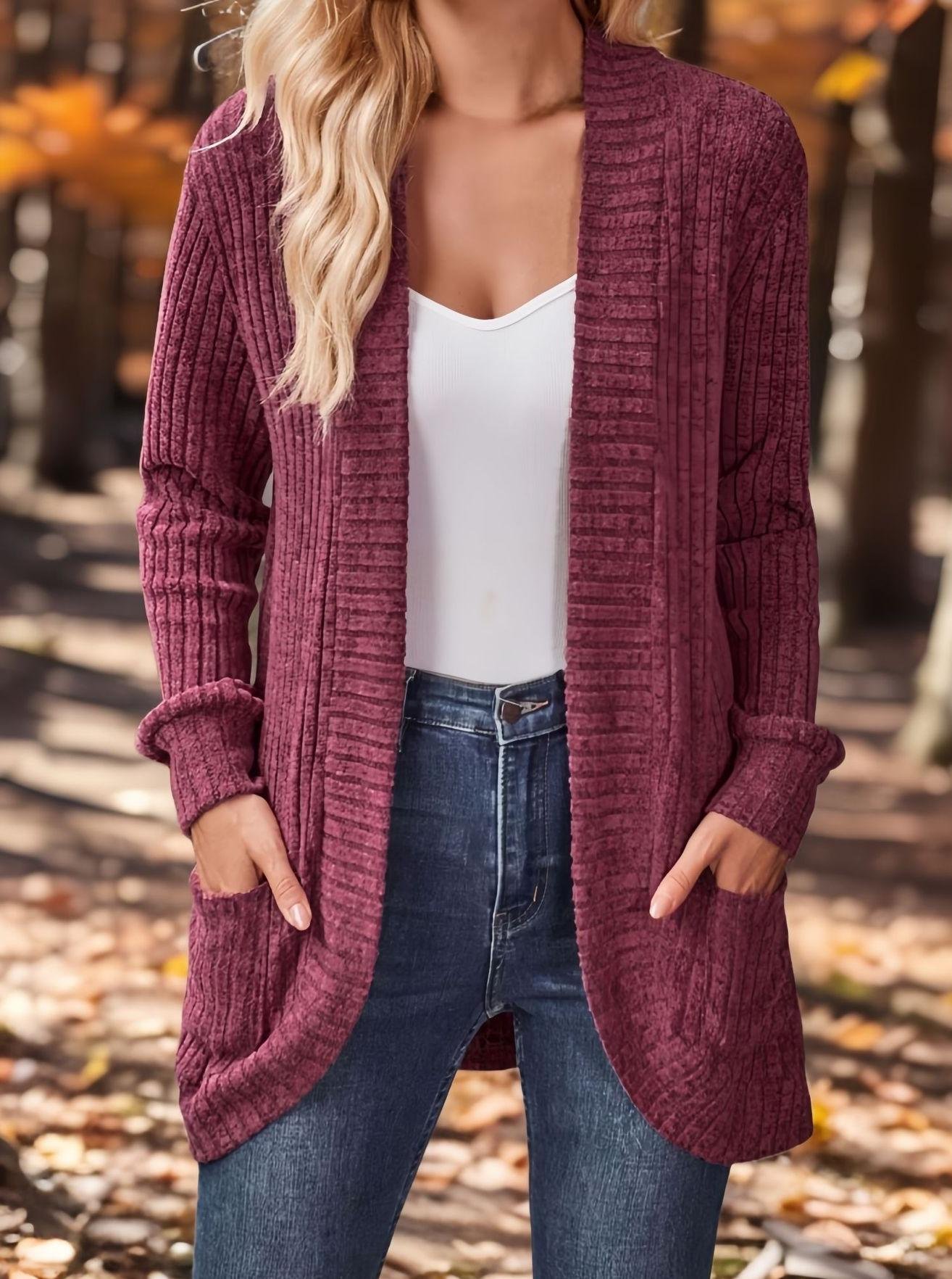 Casual Loose Plain Others Cardigan