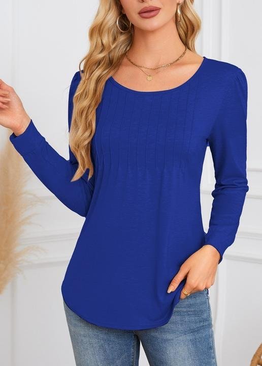 Women Plain Crew Neck Casual Long Sleeve T-shirt