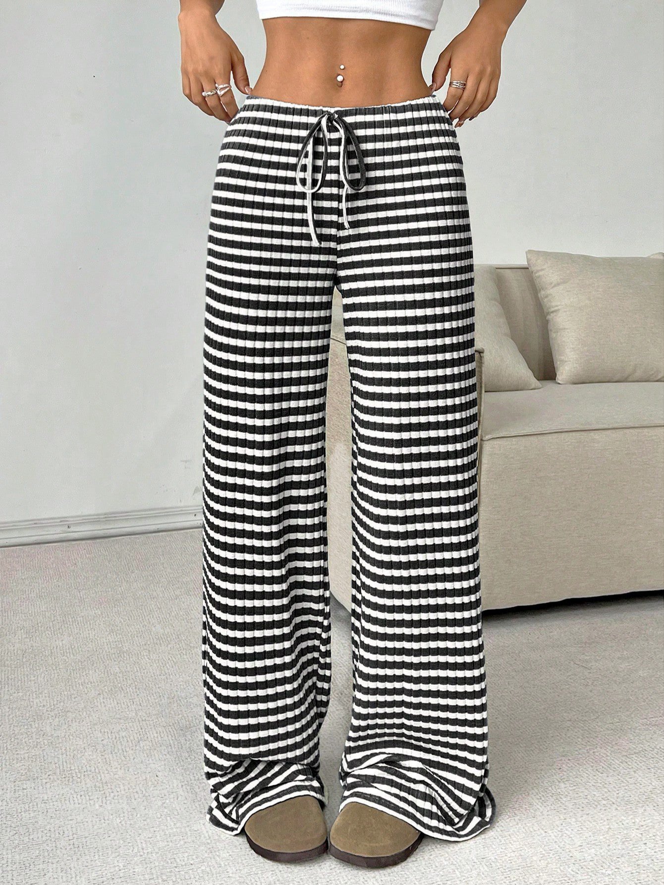 Striped Loose Casual Sweatpants & Joggers