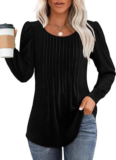 Women Plain Crew Neck Casual Long Sleeve T-shirt