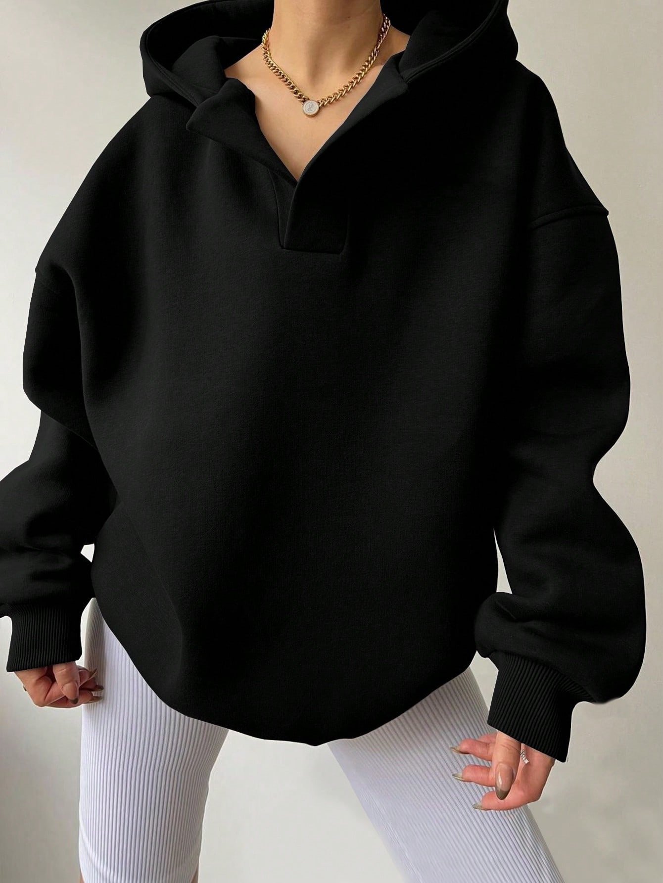 Casual Loose Plain Hoodie Hoodie