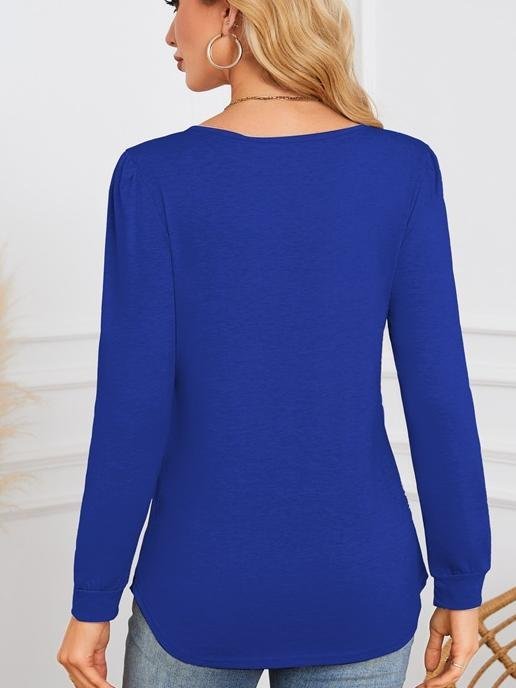 Women Plain Crew Neck Casual Long Sleeve T-shirt