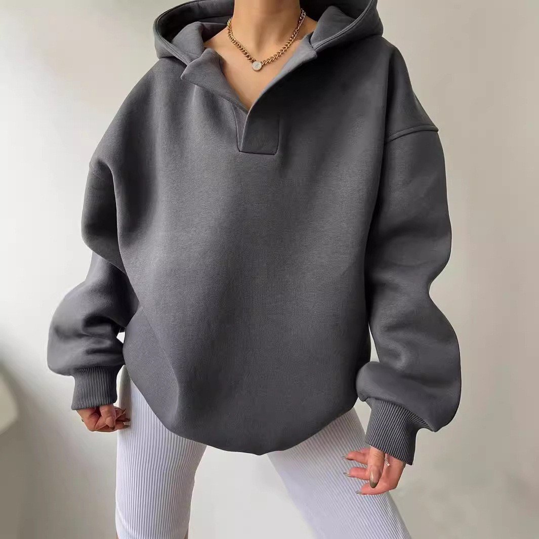 Casual Loose Plain Hoodie Hoodie