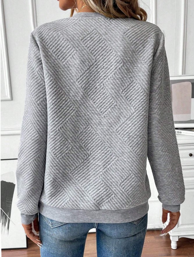 Loose Notched Casual Sweatshirt