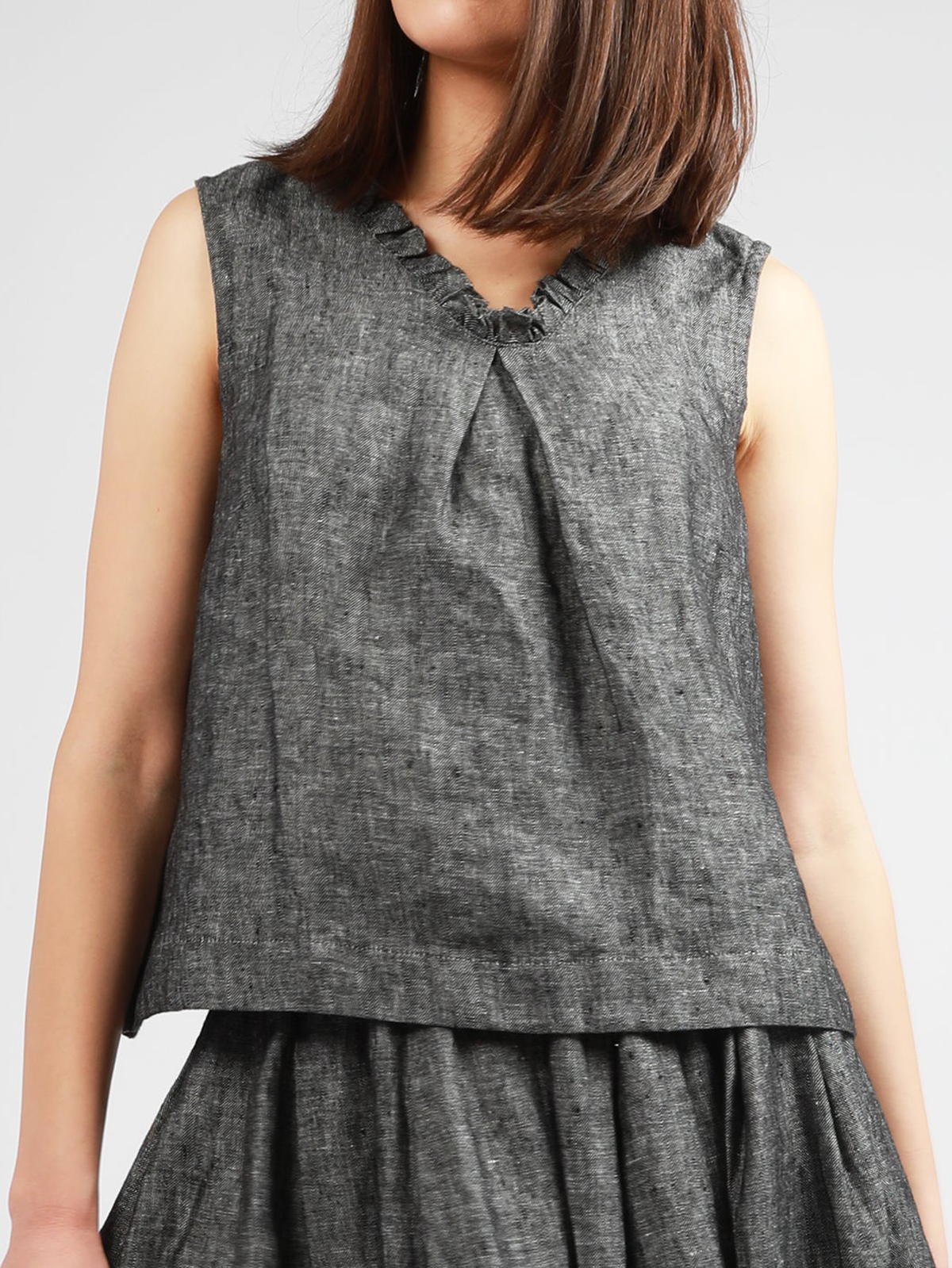 V Neck Linen Loose Cotton And Linen Tank Top