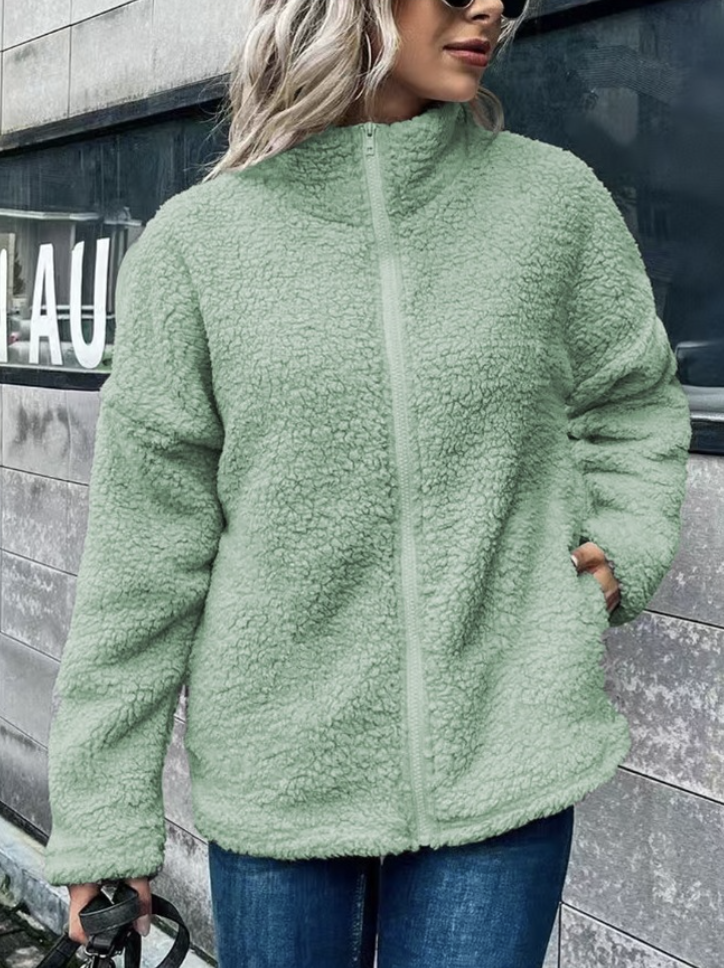 Casual Plain Others Fluff/Granular Fleece Fabric Jacket