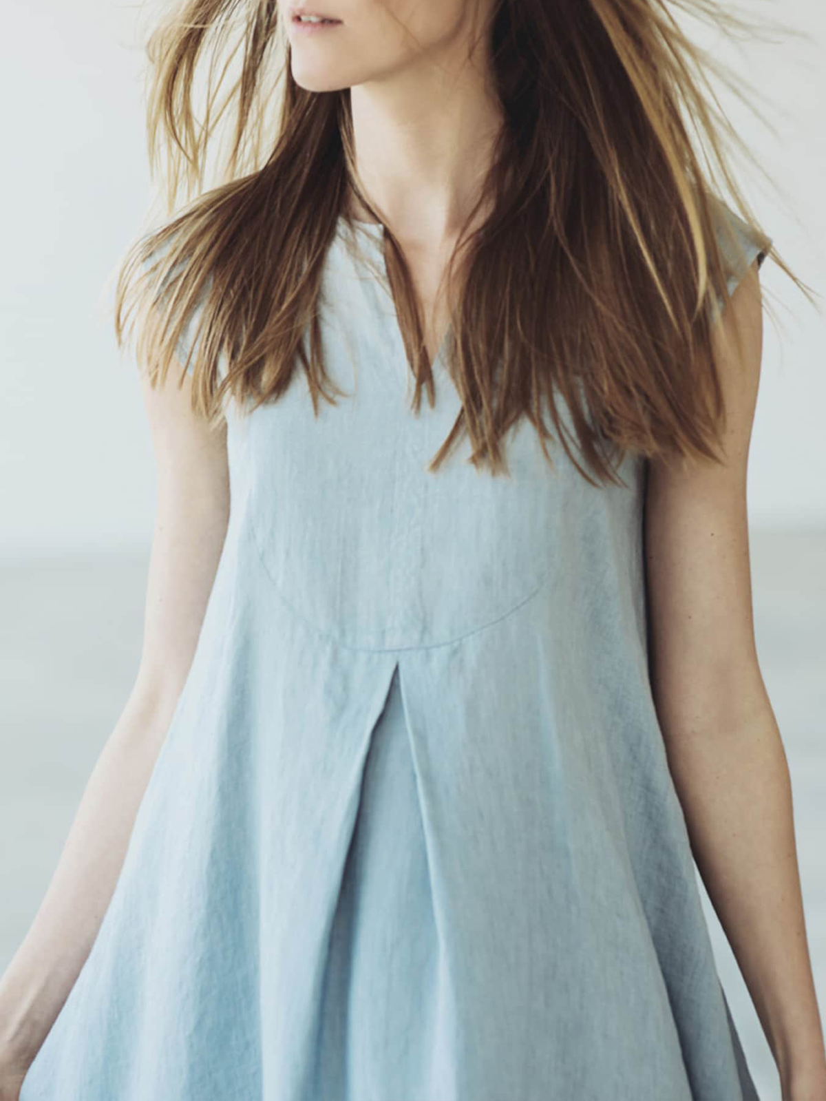 Linen Cotton And Linen Loose Dress With No