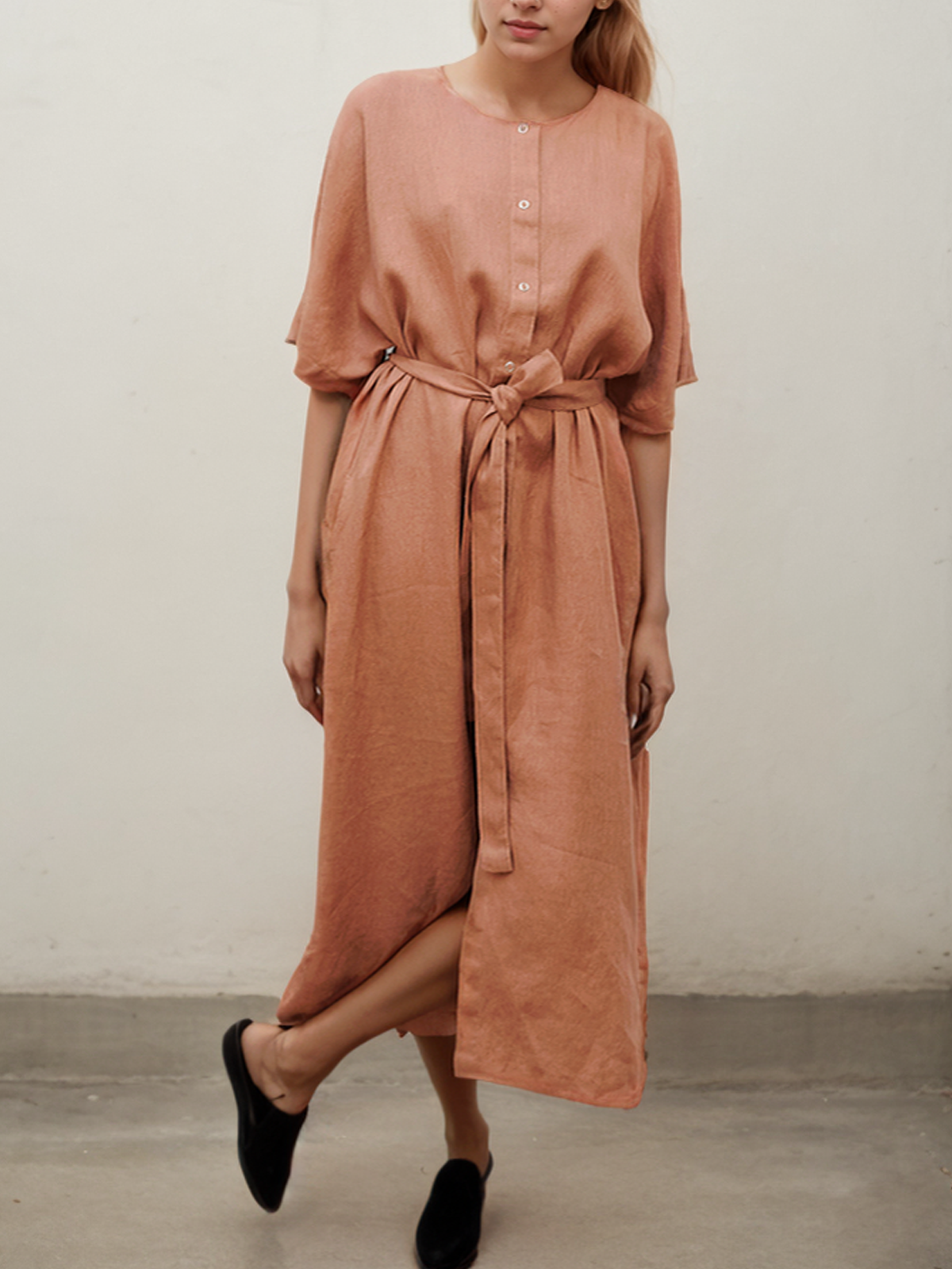 Loose Linen Dress With No