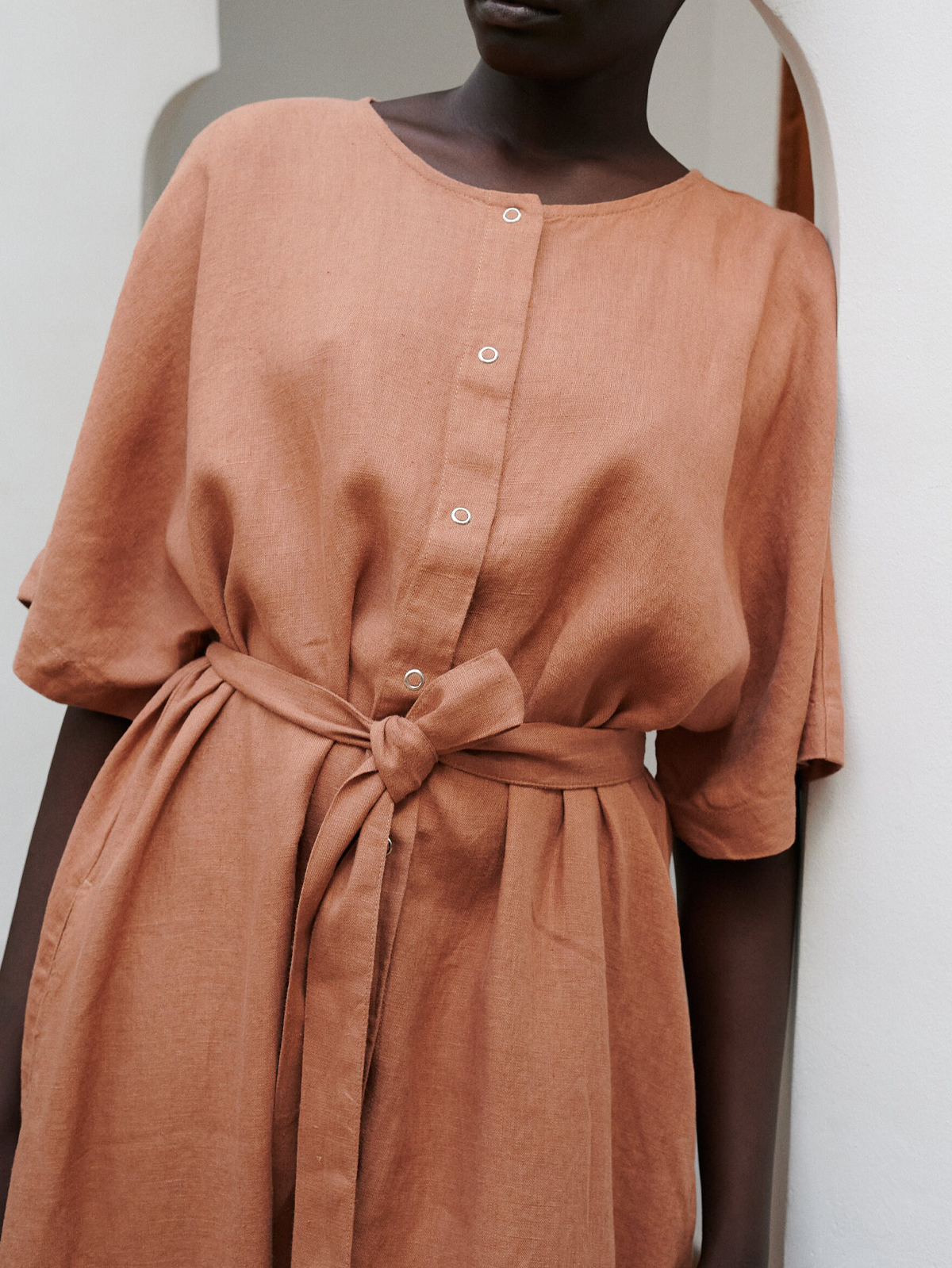 Loose Linen Dress With No