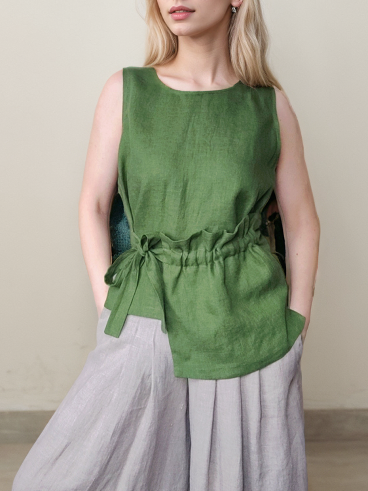 Linen Plain Tank Top