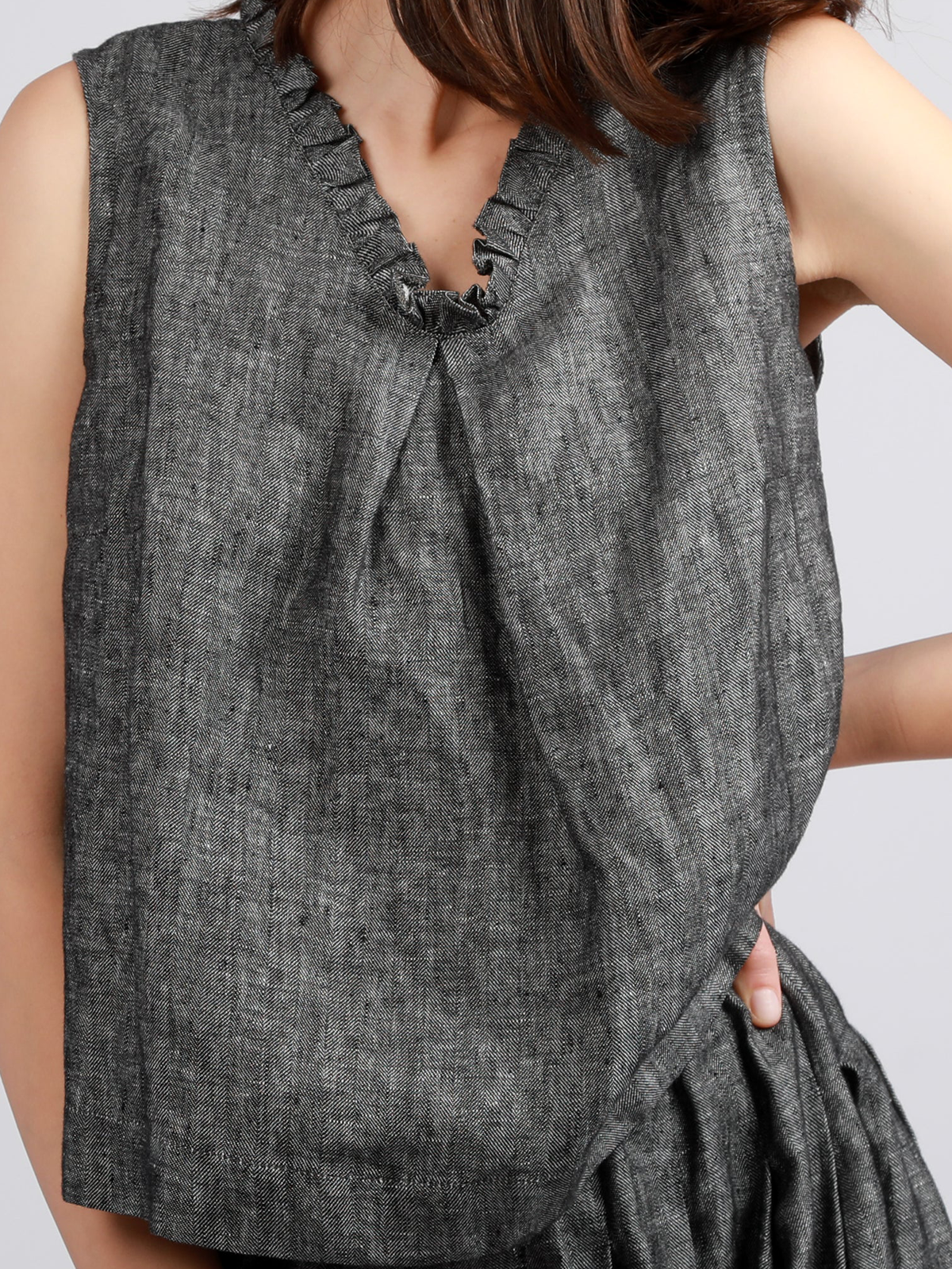 V Neck Linen Loose Cotton And Linen Tank Top