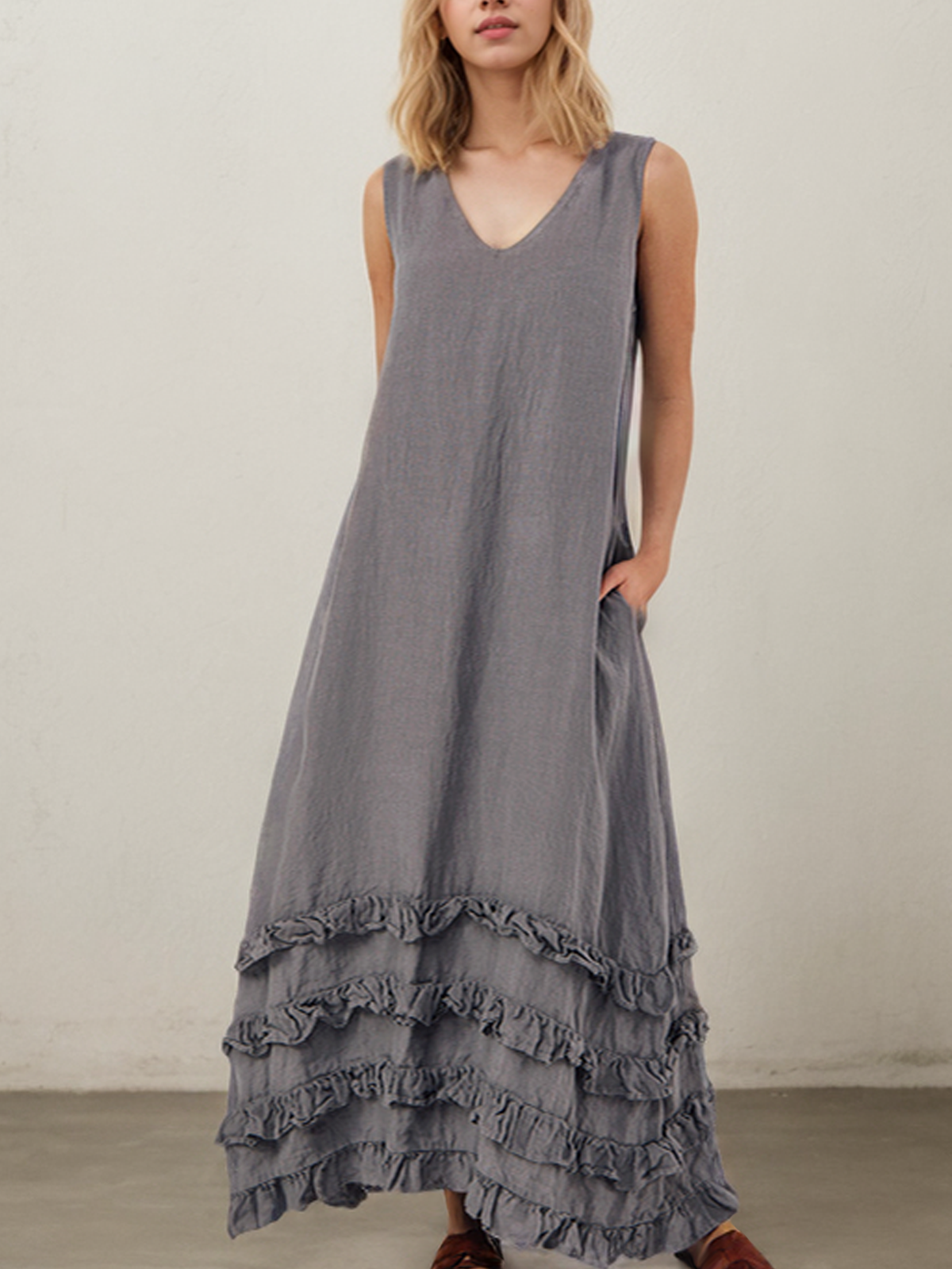 Linen Regular Fit Dress With No