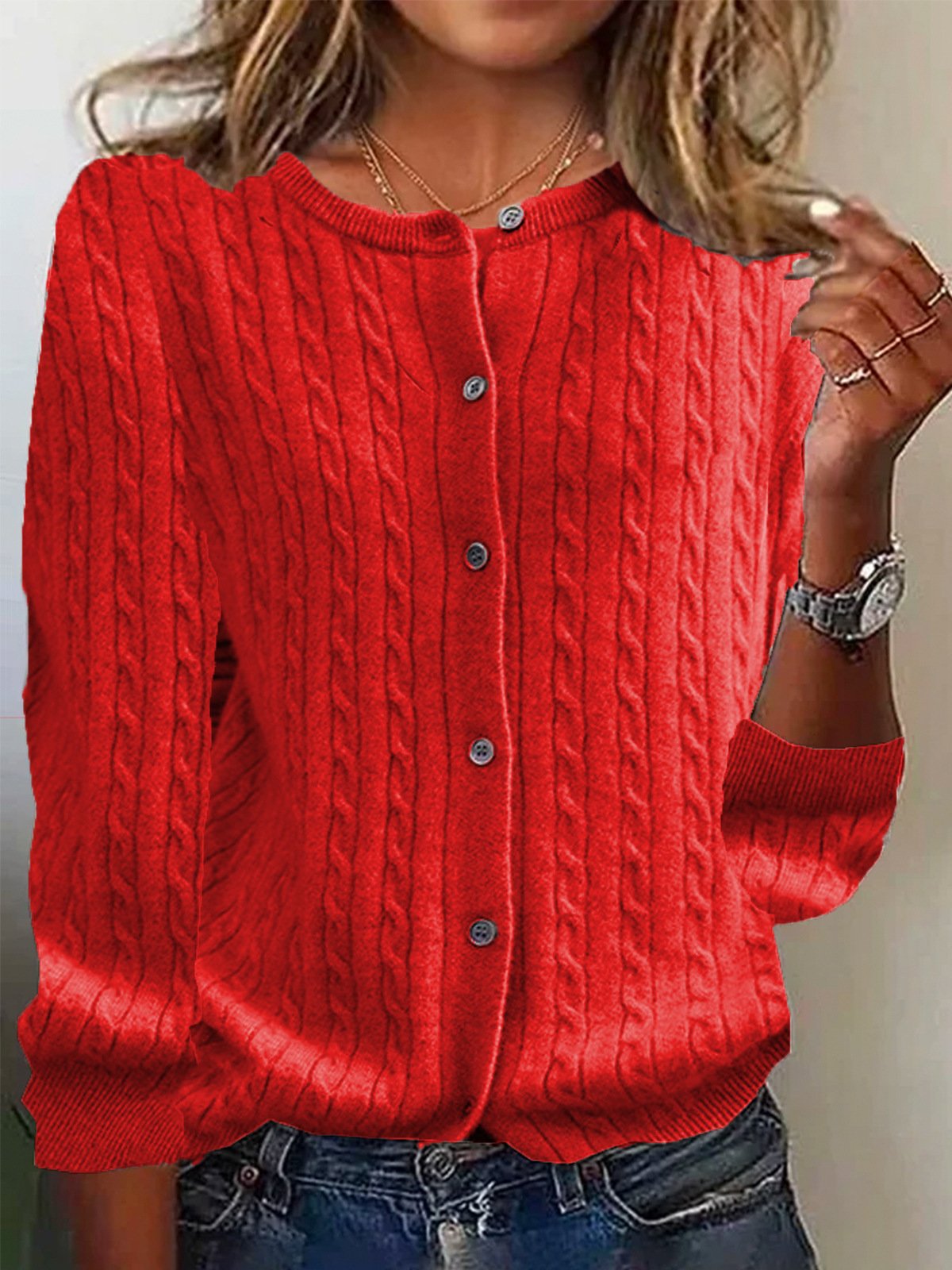 Casual Loose Crew Neck Yarn/Wool Yarn Sweater