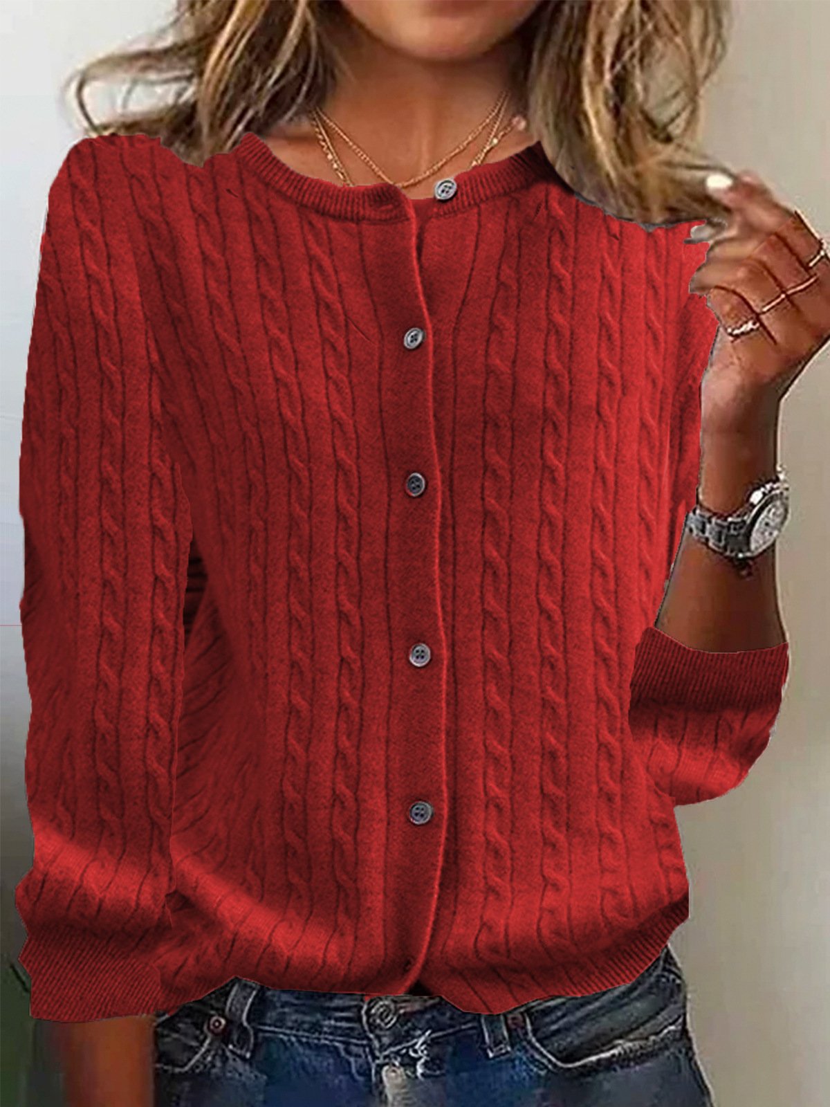 Casual Loose Crew Neck Yarn/Wool Yarn Sweater