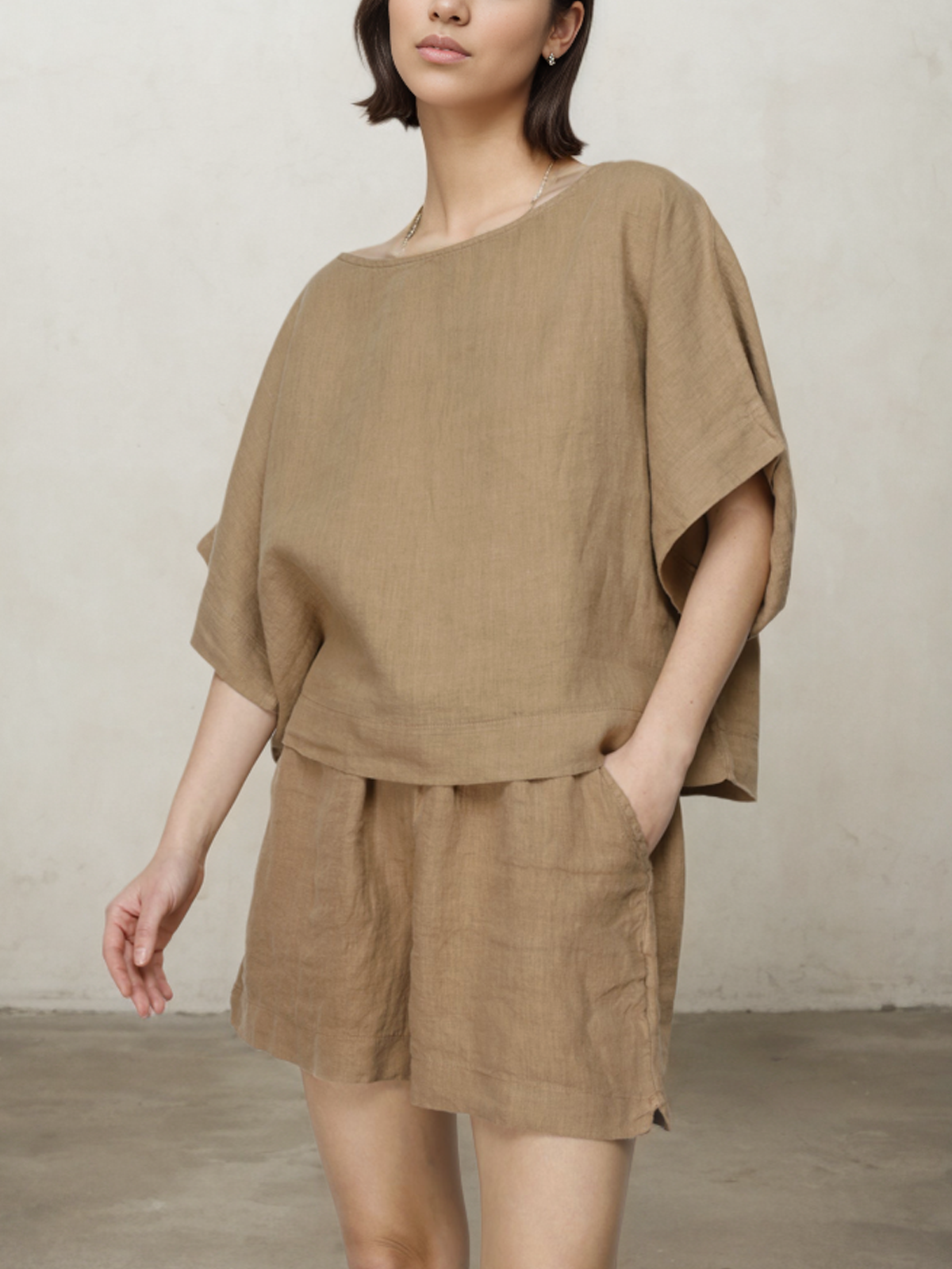 Crew Neck Linen Two-Piece Set