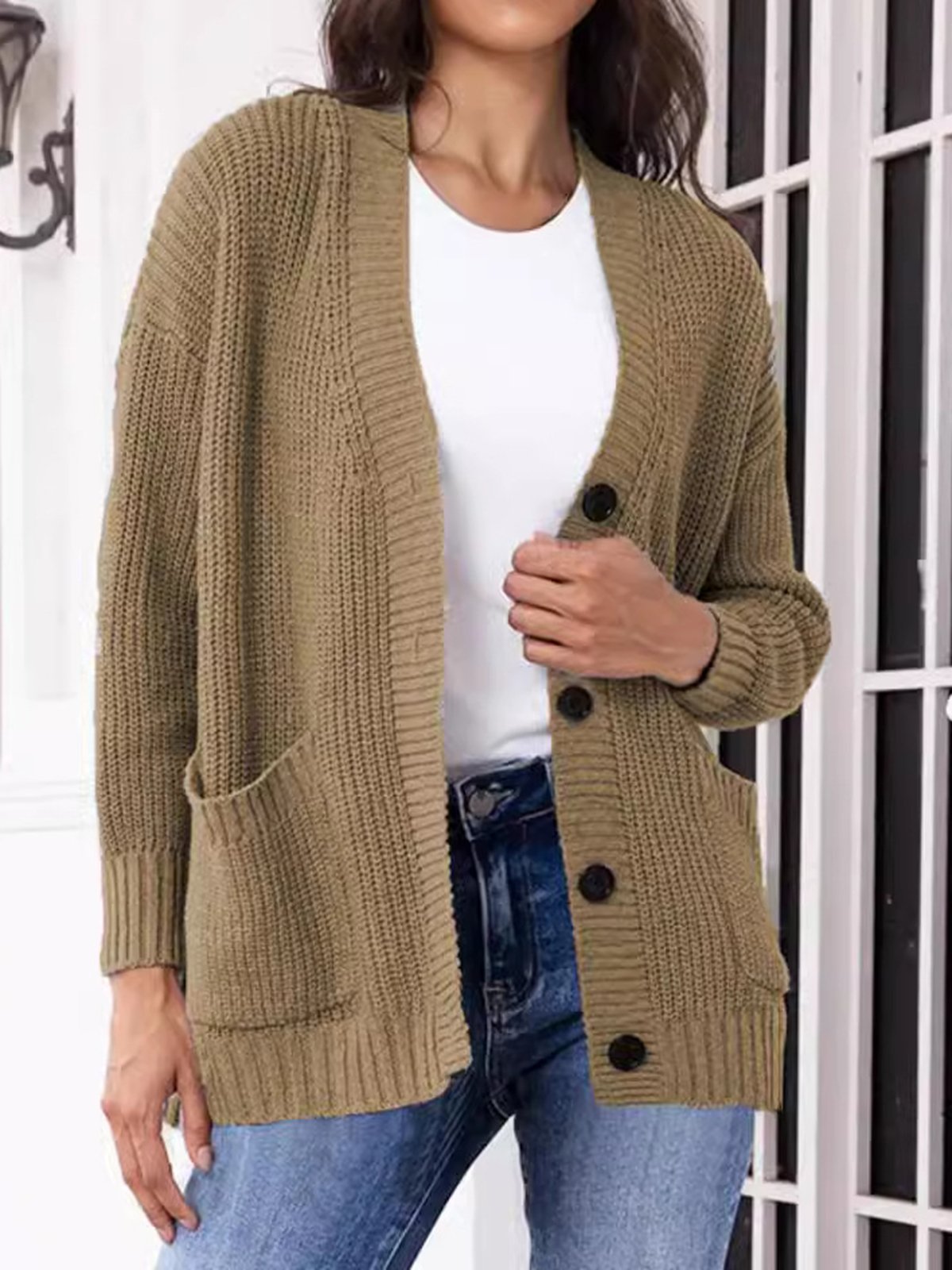 Pocket Stitching Casual Loose Others Cardigan