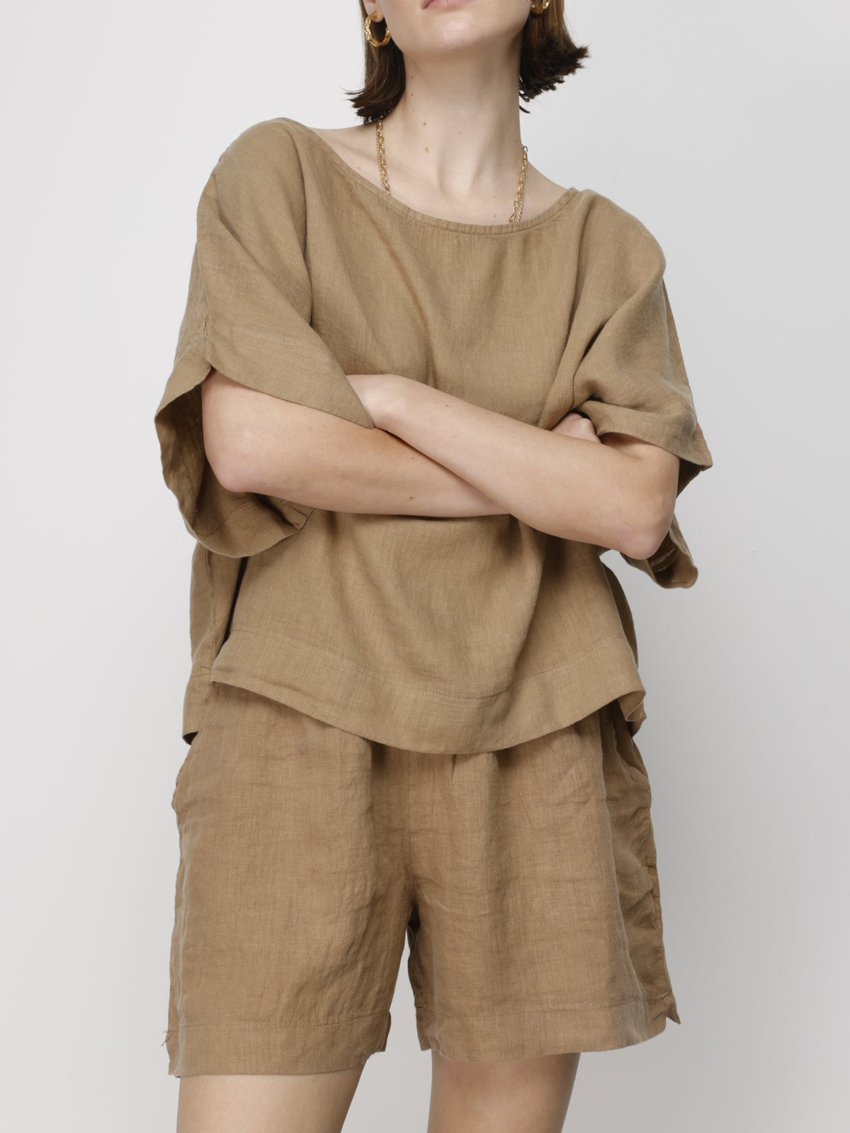 Crew Neck Linen Two-Piece Set