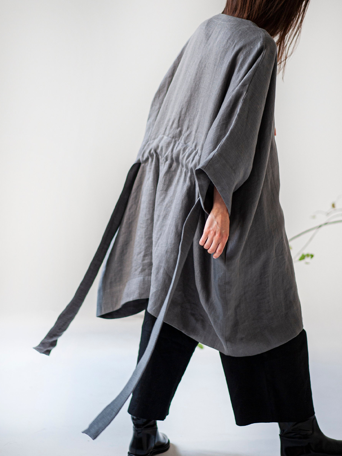 Plain Linen Others Trench Coat