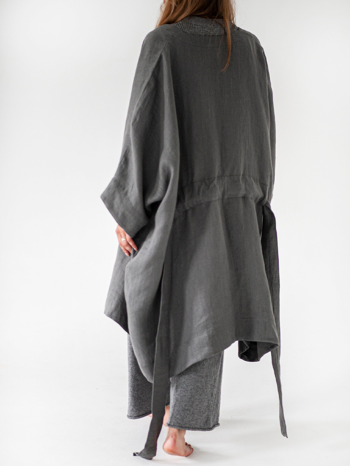 Plain Linen Others Trench Coat