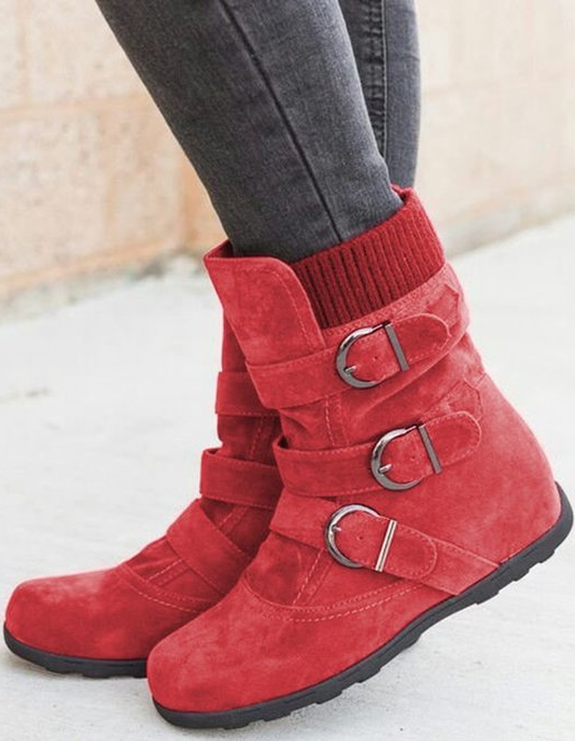 Plain Casual Winter Cotton-Padded Boots