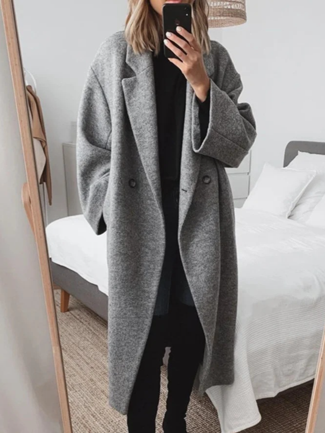 Casual Plain Loose Lapel Collar Jacket