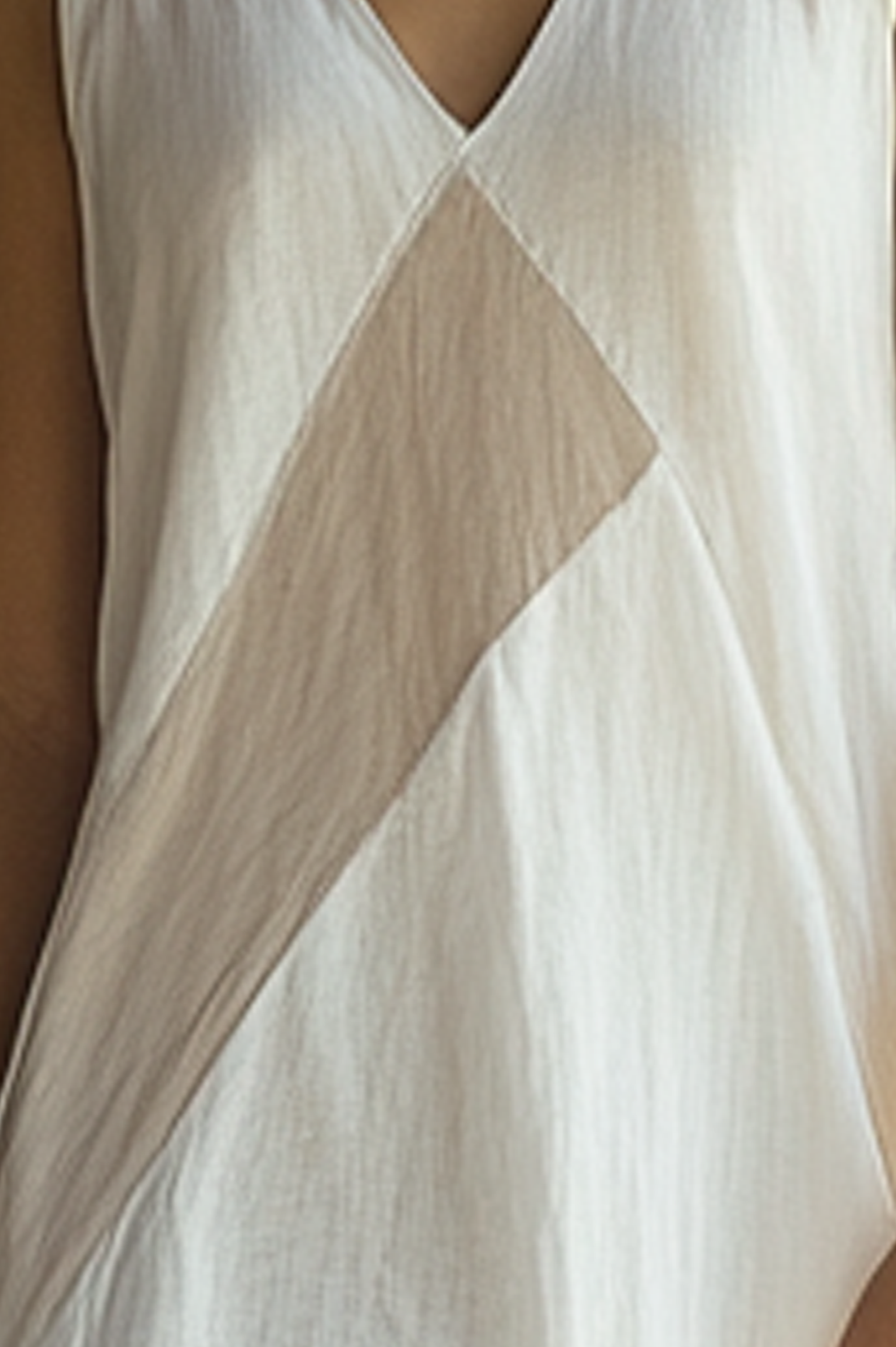 Plain V Neck Cotton And Linen Linen Dress