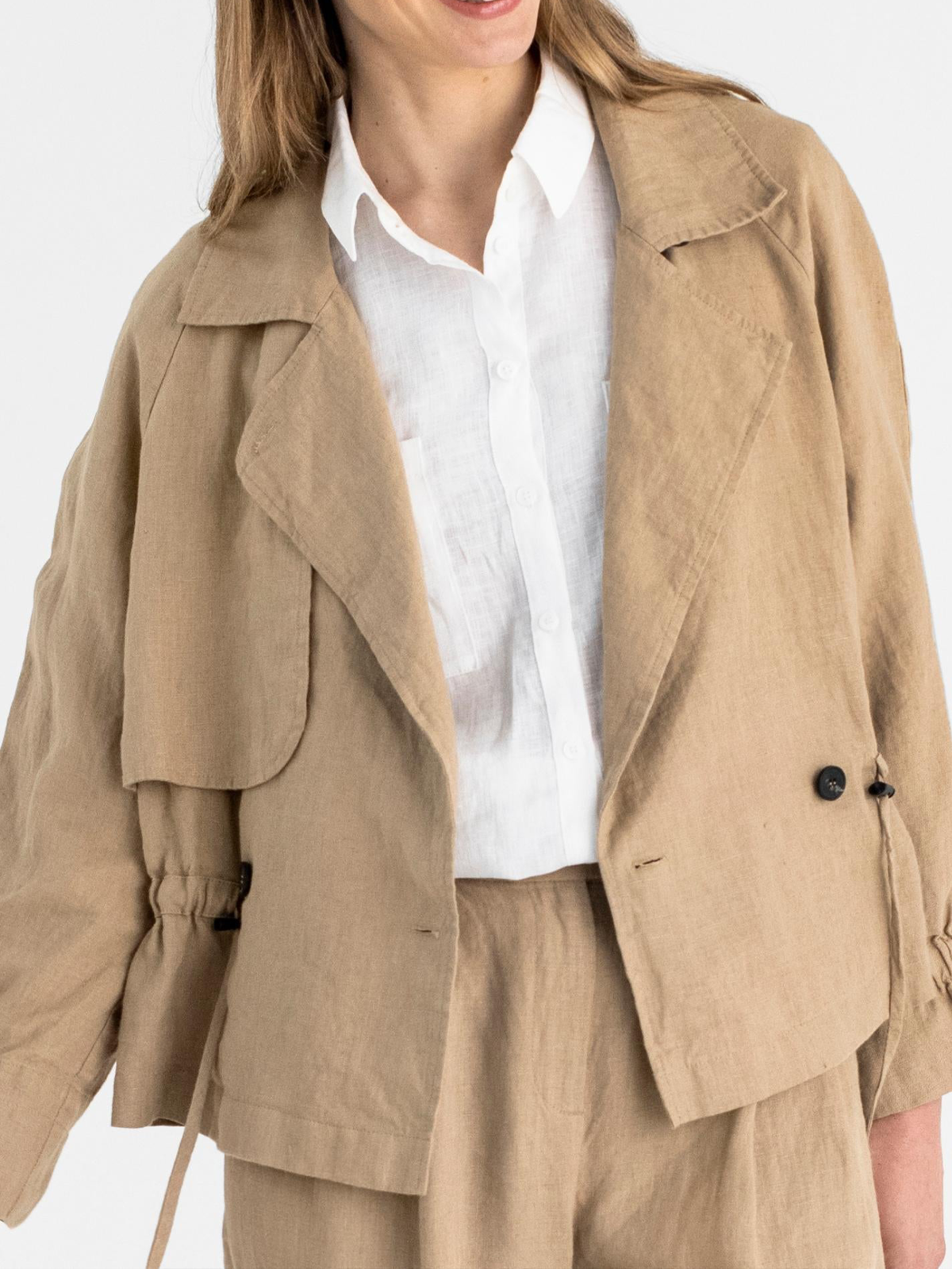 Linen Plain Cotton And Linen Trench Coat