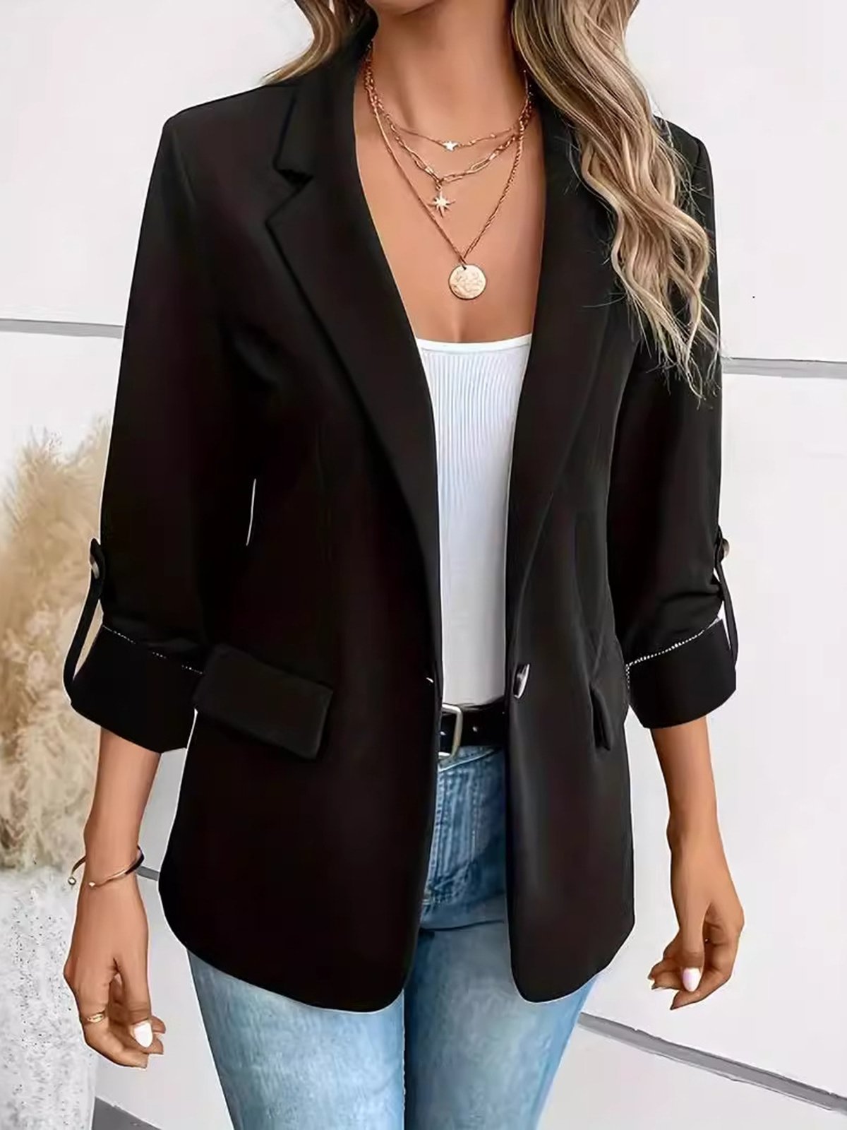 Casual Regular Fit Lapel Collar Floral Blazer