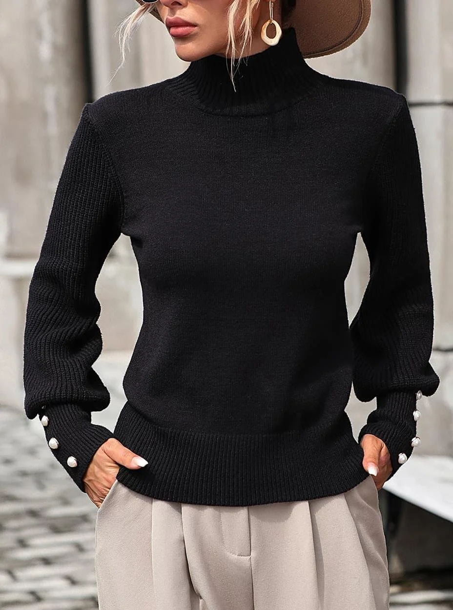 Regular Fit Mock Neck Plain Casual Sweater